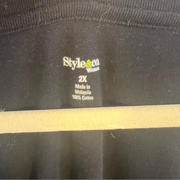 Style & Co  Womens 2X  100% Cotton Sequin Embellished Long Sleeve Top Scoop Neck - Picture 3 of 3